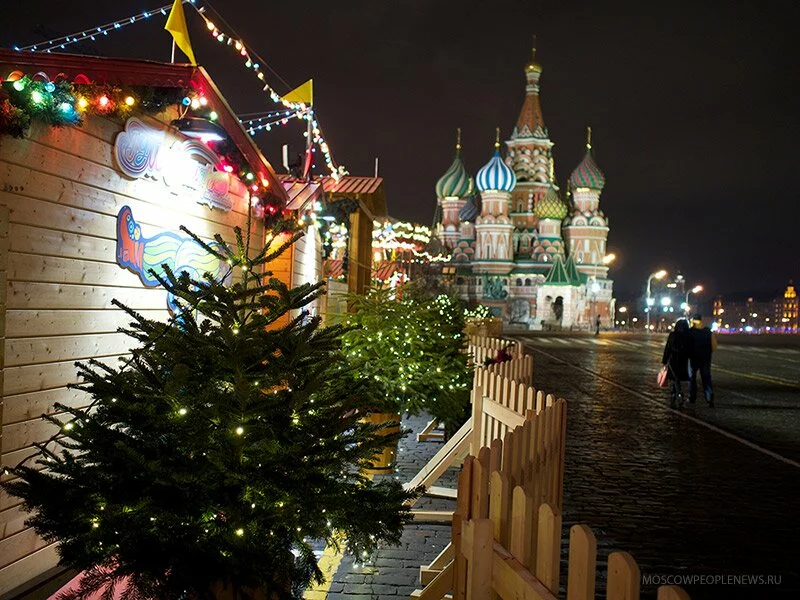 Новогодняя Москва 2014 года, храм Василия Блаженного